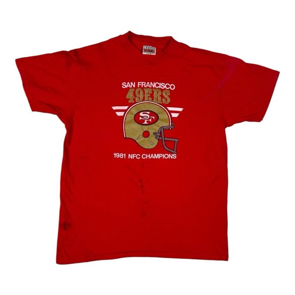 Vintage San Francisco 49ers T-Shirt 1981 NFC Champions Size Large Single Stitch - Picture 1 of 12